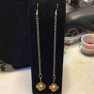 fish hook earwire earrings 5” long dangle earrings with gold metal chain ... GME